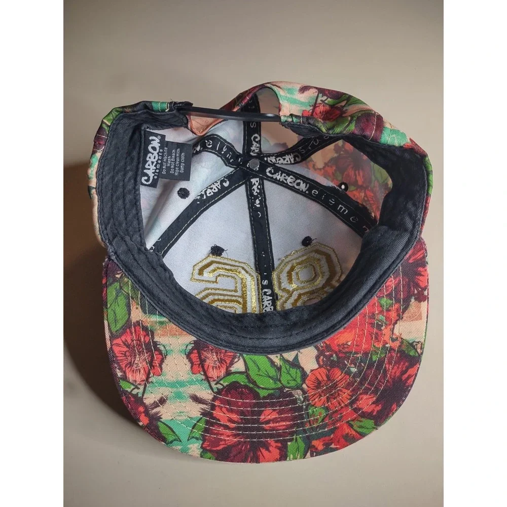 Carbon Elements‎ Floral Snapback Hat 86 Embroidered Adjustable Cap Gold Pink...